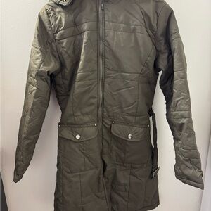 Olive Quilted Long Jacket (Women’s)